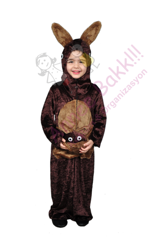 Çocuklar İçin Kanguru Kıyafeti, Kadife Kumaş Kanguru Çocuk Kostümü