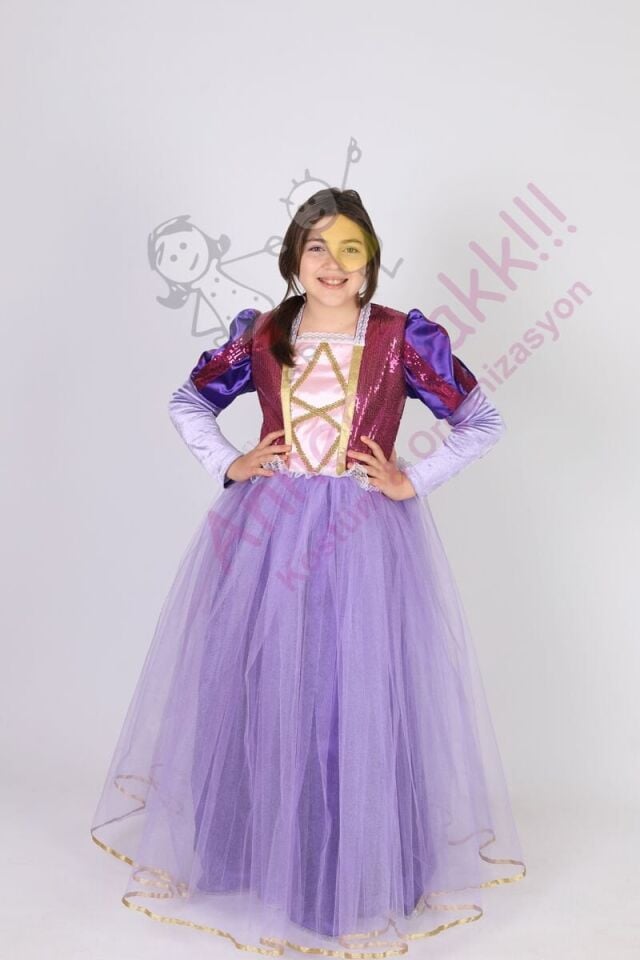 Kız Çocuk Rapunzel Kostümü, Rapunzel Masal Kıyafeti