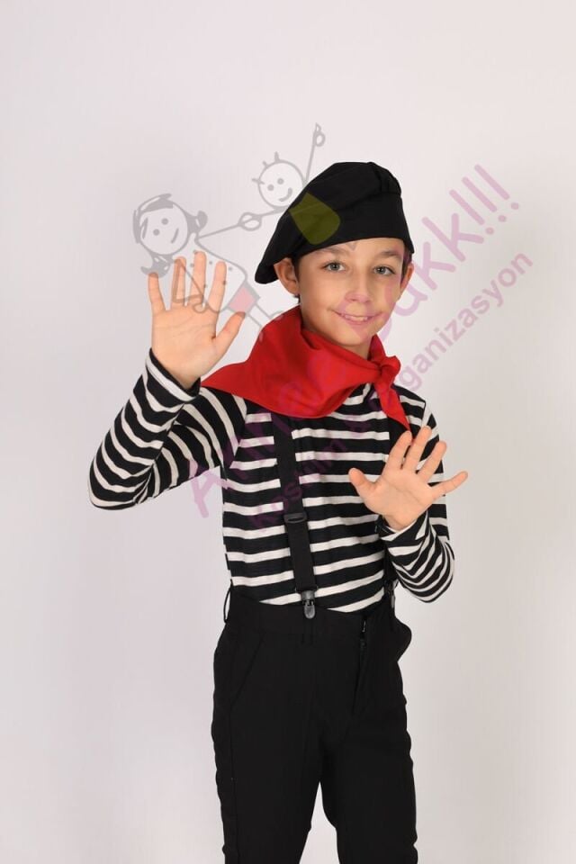 Pandomim Gösteri Kostüm Seti, Erkek Çocuk Pandomim Seti