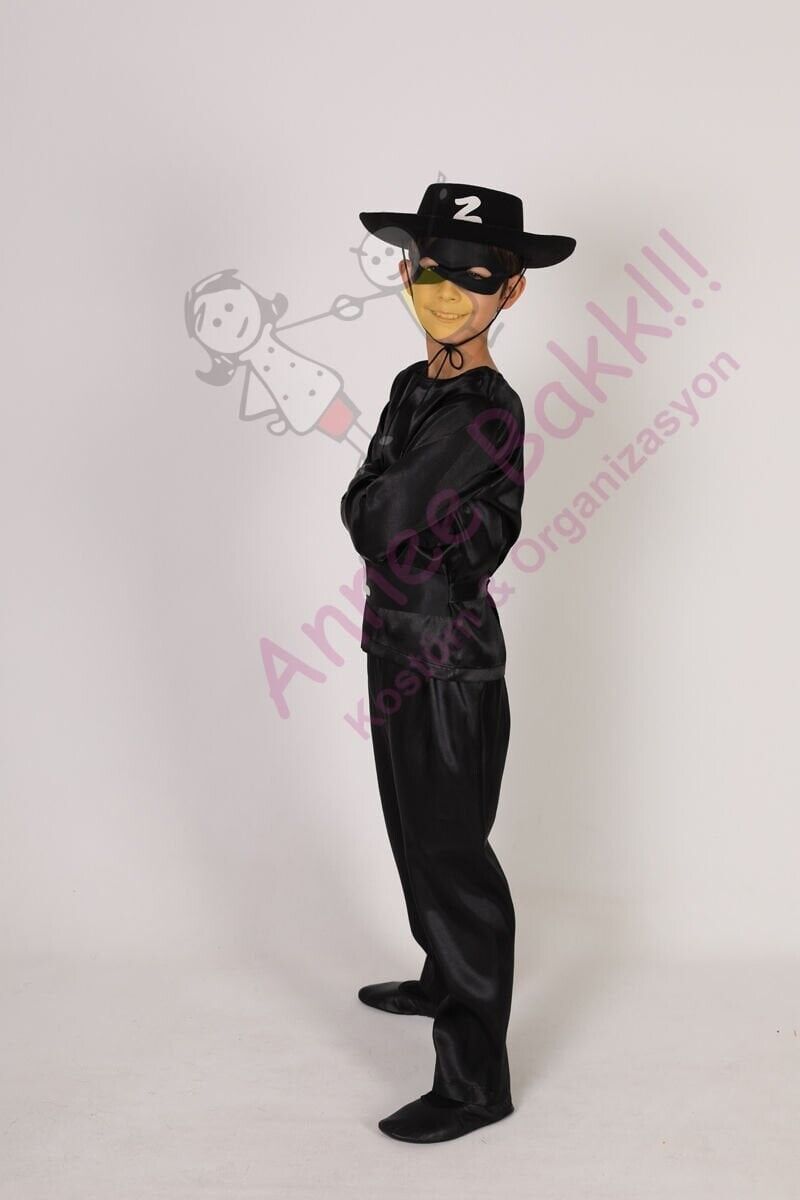 Zorro Kara Şövalye Kostümü Çocuk Kıyafeti, Masal Kahramanı Zorro Kara Şövalye Kıyafeti