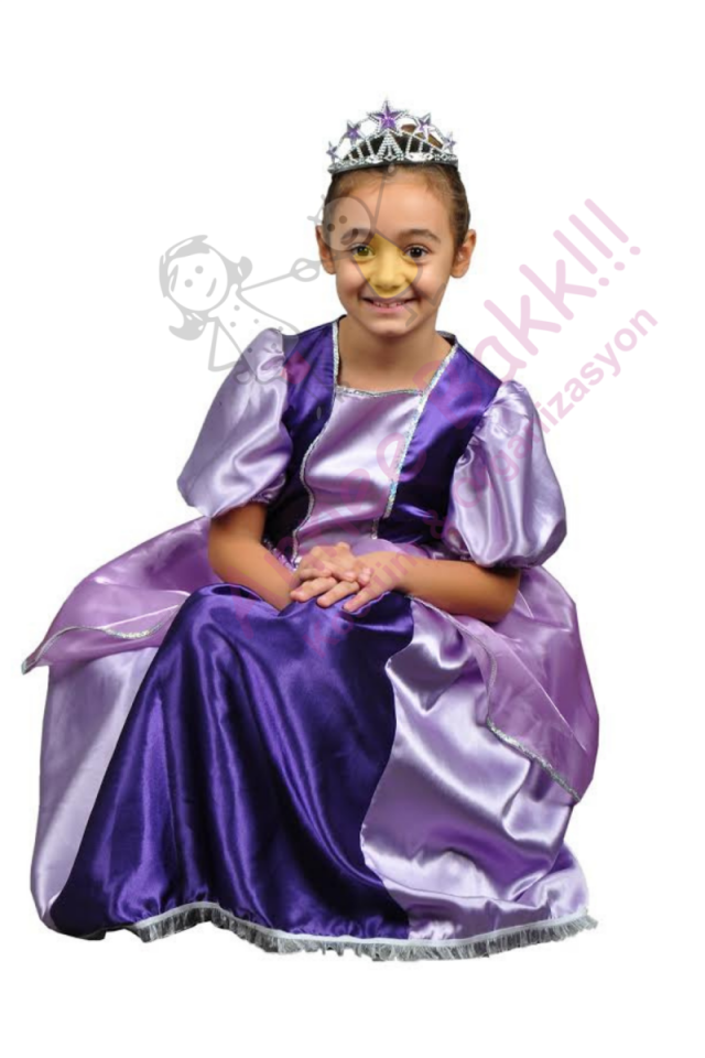 Mor Renk Prenses Elbisesi, Rapunzel Kostümü, Masal Karakter Kostümleri