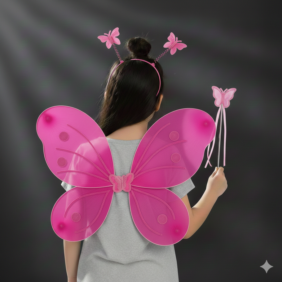 Fuşya Kelebek Kanadı Seti