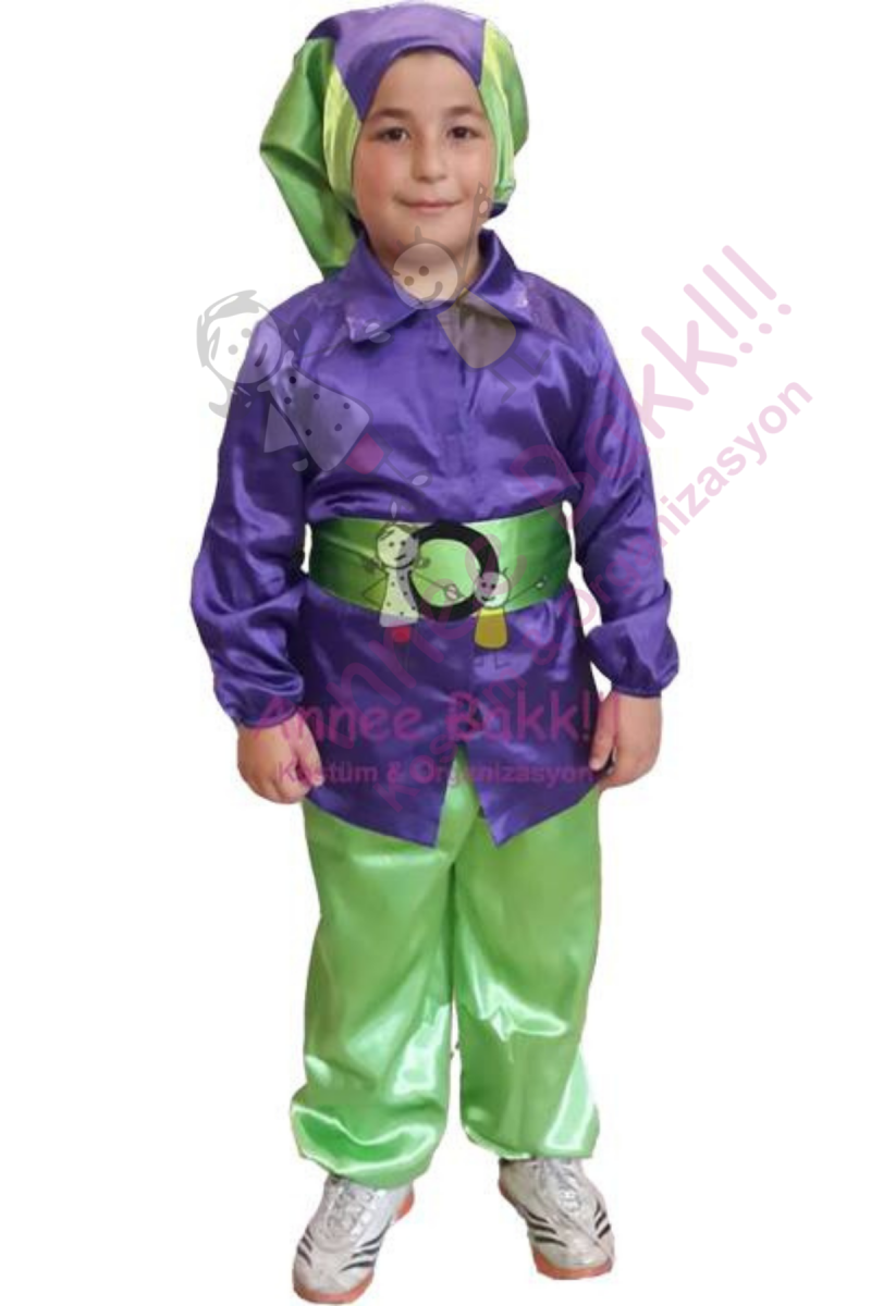 Mor-Yeşil Renk Yedi Cüceler Kostümü, Pamuk Prenses ve Yedi Cüceler Kostümü
