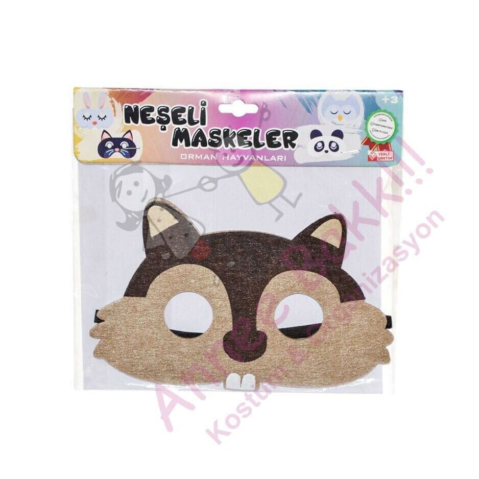 Keçe Kumaş Sincap Maskesi, Hayvan ve Doğa Maskeleri, Çocuk Sincak Maskesi