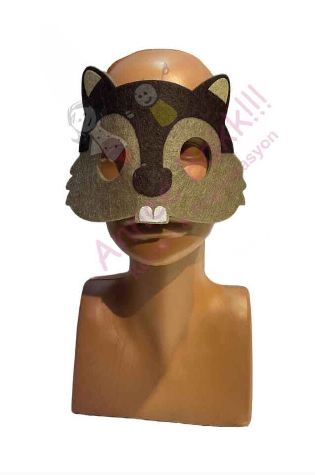 Keçe Kumaş Sincap Maskesi, Hayvan ve Doğa Maskeleri, Çocuk Sincak Maskesi