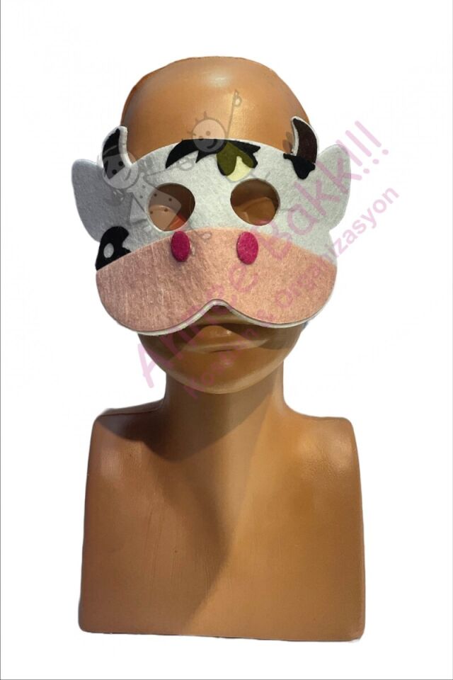 Keçe Kumaş Çocuk İnek Maskesi, Doğa ve Hayvan Maskeleri, Komik İnek Maskesi