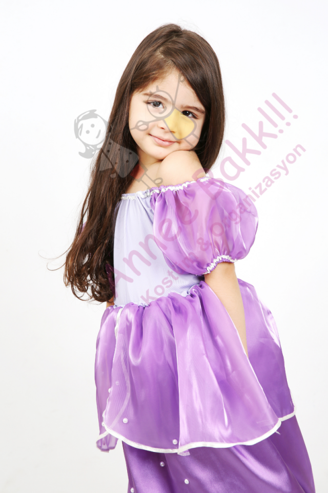 Mor Renk Prenses Kostümü, Prenses Sofia Kostümü, Tüllü Prenses Kıyafeti