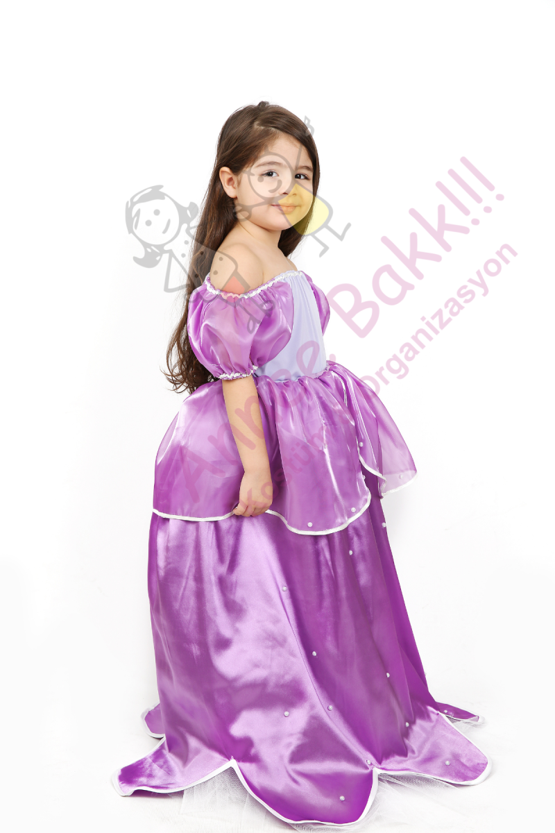 Mor Renk Prenses Kostümü, Prenses Sofia Kostümü, Tüllü Prenses Kıyafeti