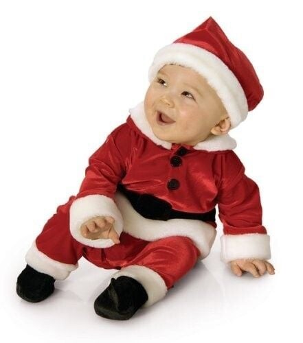 Kadife Kumaş Noel Baba Bebek Kostümü, Bebek Noel Baba Kıyafeti, Hızlı Kargo - 1