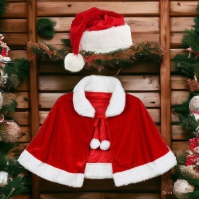 Kadife Kumaş Noel Çocuk Pelerini, Noel Çocuk Pelerini - AnneeBakk