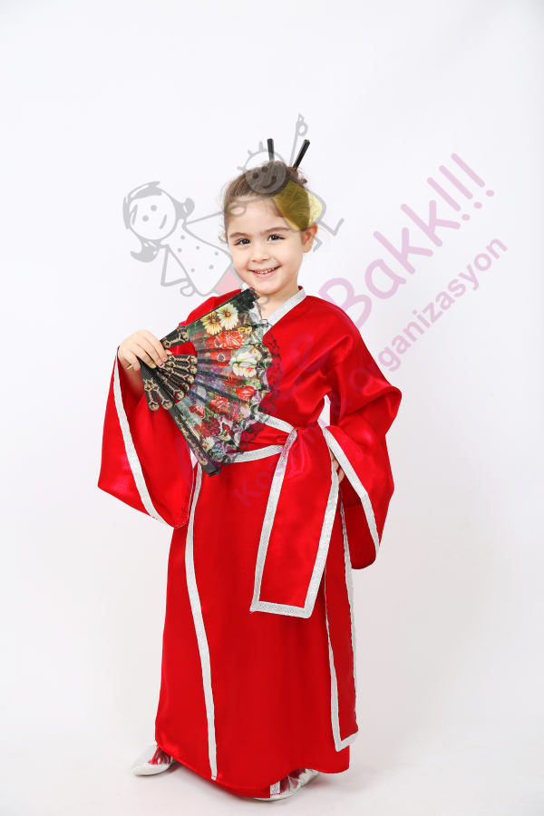 Kız Çocuklarına Özel Japon Kimono Kostümü, Rengarenk Kimono Kıyafeti, Hızlı Teslimat - 1