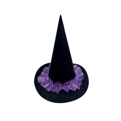 Mor Tüllü Cadı Şapkası, Cadılar Bayramı Cadı Şapkası, Halloween Aksesurları, Hızlı Kargo - 1