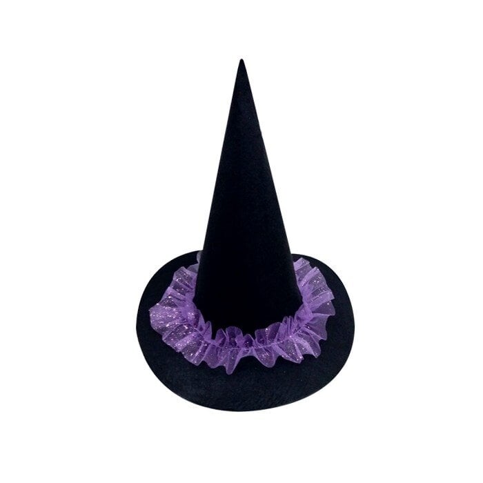Mor Tüllü Cadı Şapkası, Cadılar Bayramı Cadı Şapkası, Halloween Aksesurları, Hızlı Kargo - 1