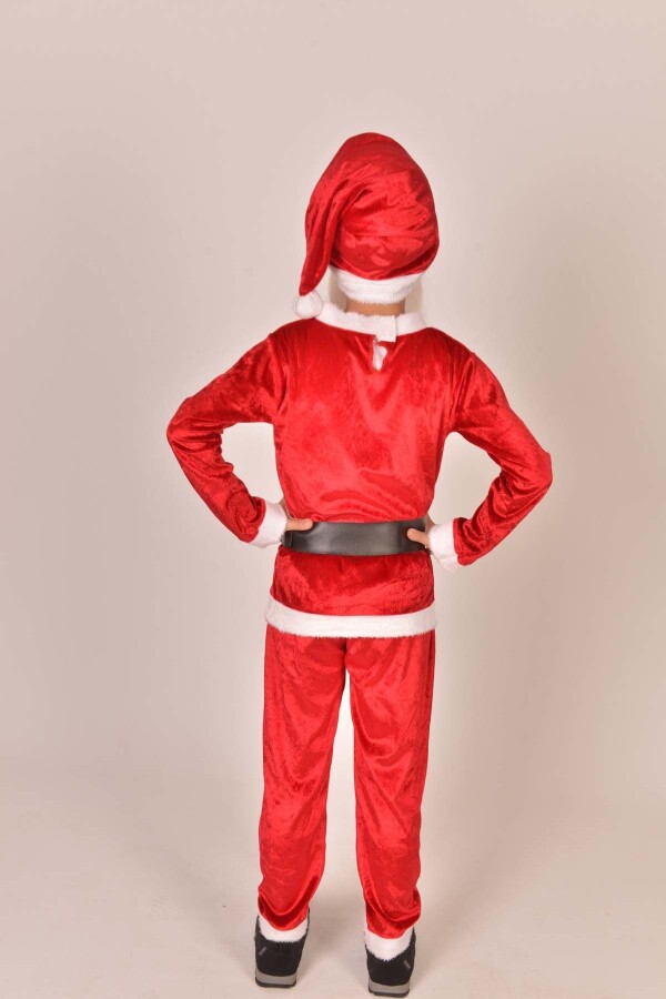 Noel Baba Çocuk Kostümü, Kadife Kumaş Noel Baba Çocuk Kostümü, Hızlı Kargo - 4