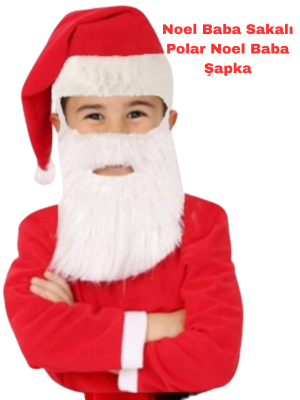 Polar Kumaş Noel Baba Çocuk Şapka, Noel Baba Çocuk Sakalı - AnneeBakk