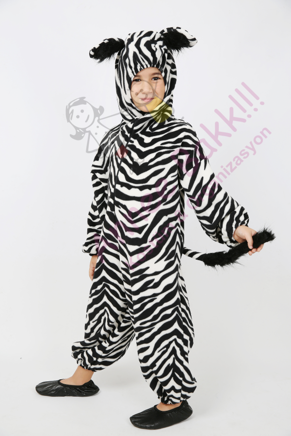 Polar Kumaş Zebra Kostümü, Çocuk Zebra Kostümü - 1