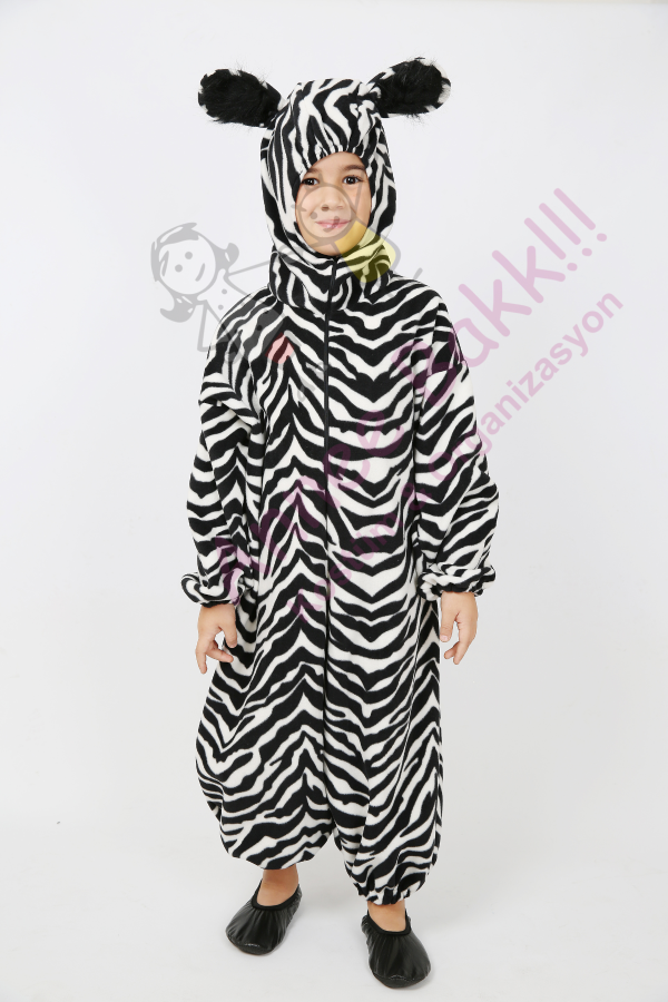 Polar Kumaş Zebra Kostümü, Çocuk Zebra Kostümü - 2