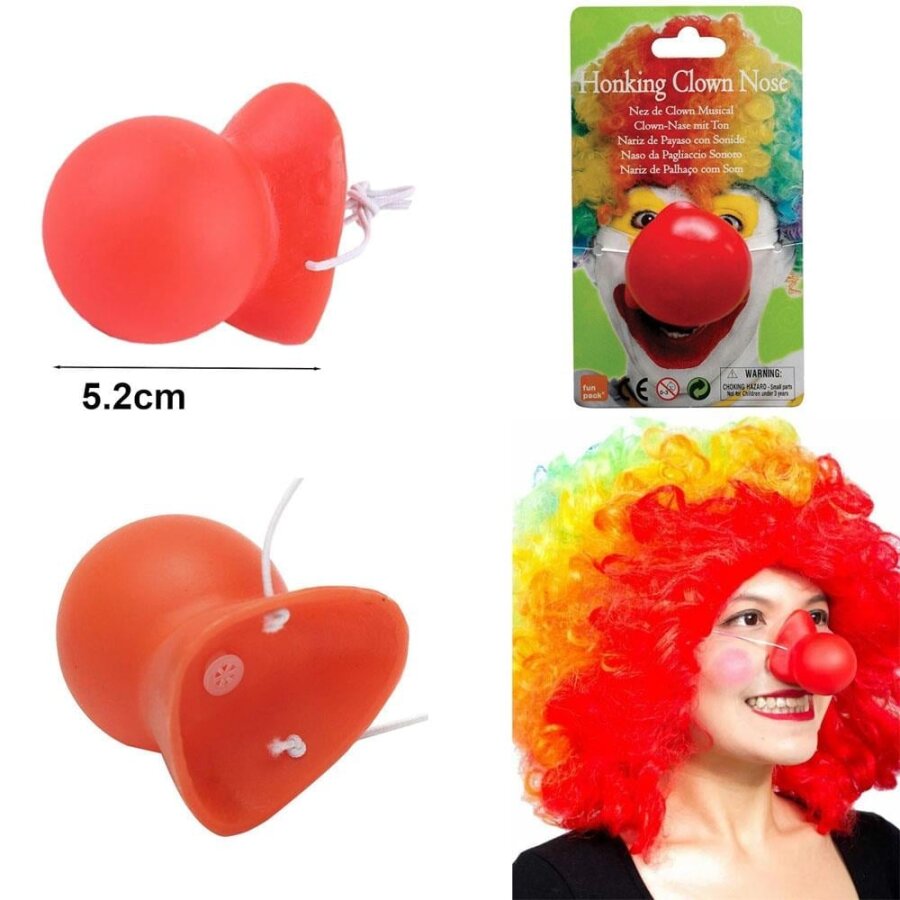 Sesli Plastik Palyaço Burnu, Palyaço Kostüm Aksesuarları, Kırmızı Palyaço Burun - 1