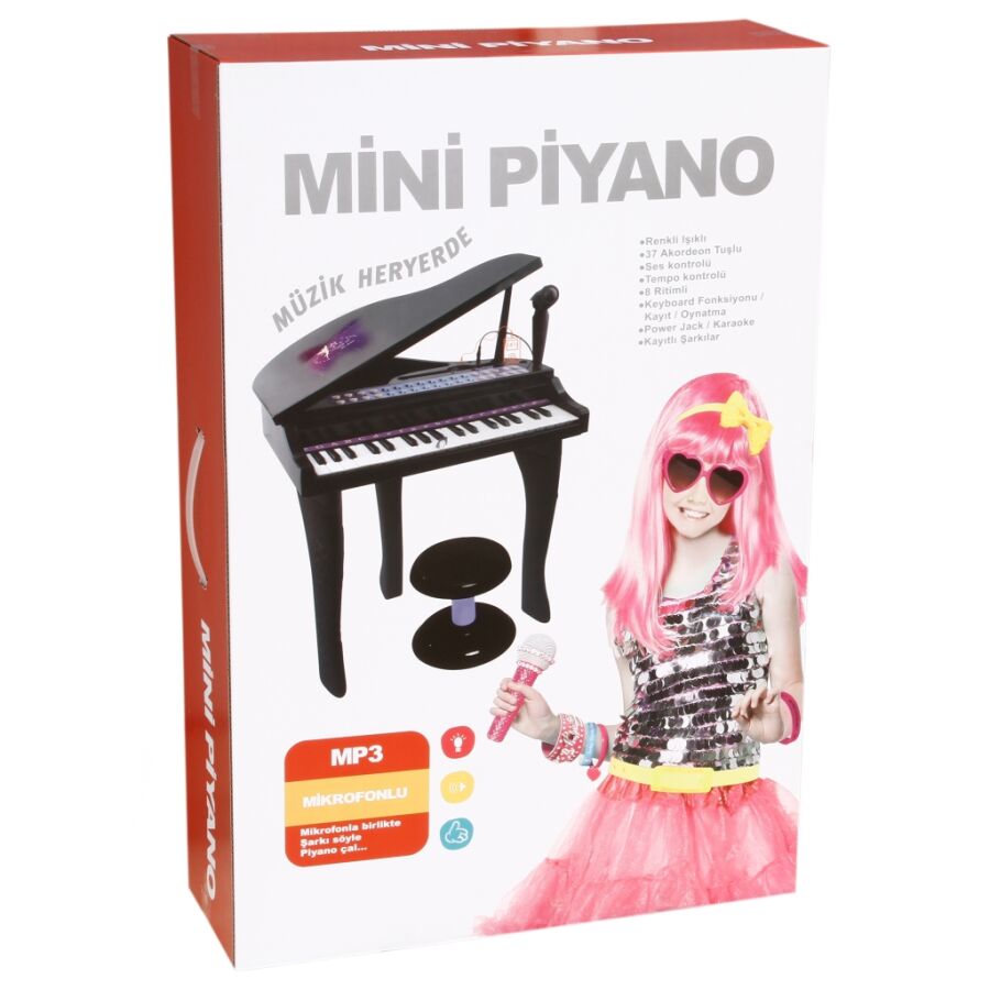 Vardem Kutulu 37 Tuşlu Mini Piano (Mikrofon ve Tabureli) - 1