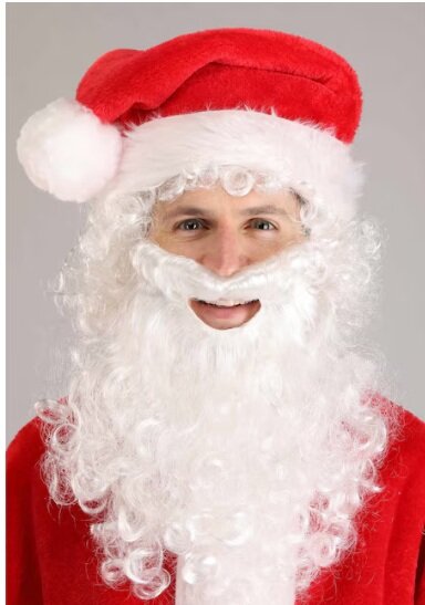 Yetişkinler İçin Noel Baba Şapka ve Sakal Set, Noel Baba Kostüm Aksesuarları - 1